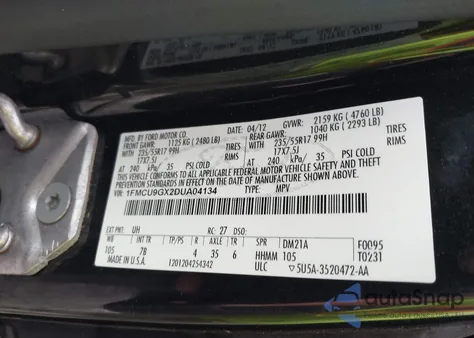 2013 Ford Escape Se from USA, damaged, VIN 1FMCU9GX2DUA04134